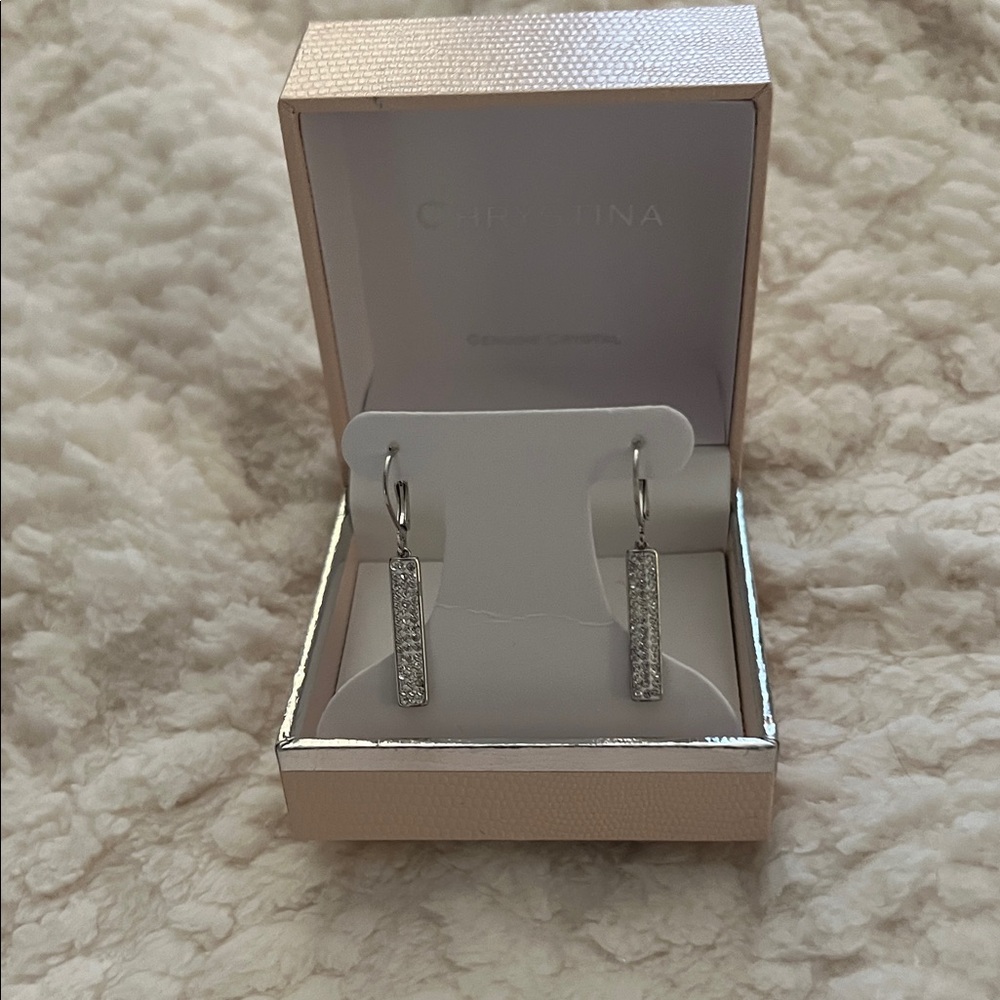 Silver Earrings with Crystals